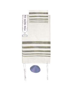 Hand Woven Raw Silk Tallit with Embroidered Atara - (Silver) - Yair Emanuel Collection