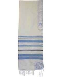 Wool Tallis - Blue/Silver - Traditional