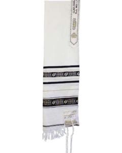 Wool Tallis - Ribbon - Star Of David - Black/Gold - Traditional