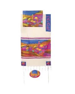 Cotton and Silk Tallit  - Vista (Multicolor) - Yair Emanuel Collection