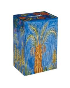 Rectangular Tzedakah (Charity) Box - The Seven Species