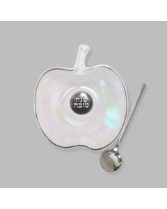 Apple Shaped Glass Honey Dish With Spoon