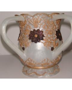 Acrylic Wash Cup - Gold Flower