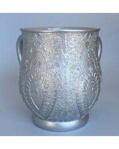 Acrylic Washing Cup Floral Design- Silver