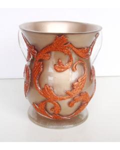 Acrylic Wash Cup - Gold and Orange Glitter