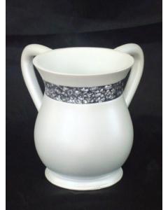 Acrylic Wash Cup - White Silver Stones