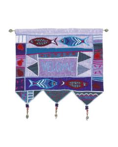 Wall Hanging - Welcome Fish English Blue