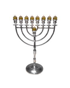 24" Chanukah Menorah for Home or Shul - Silver Aluminum