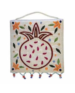 Embroidered Wall Decoration - Pomegranates White