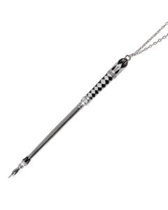 Silver Plated Torah Pointer with Enamel - Black/White