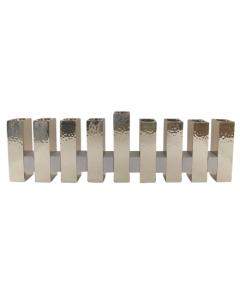 Square Menorah Silver Hammered - Yair Emanuel Collection