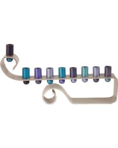 Anodized Curl Menorah Blue - Yair Emanuel Collection