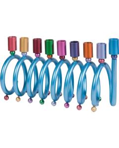 Anodized Spiral Menorah - Multicolor - Yair Emanuel Collection