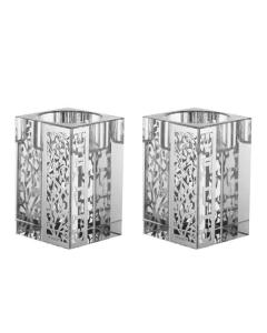 Set Of Crystal Leaves Design Tealight Candle Holders