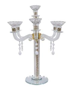 "Royal Style" 7 Branch Gold Filling Crystal Candelabra 16.5"H