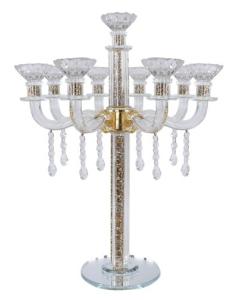 "Royal Style" 9 Branch Gold Filling Crystal Candelabra 18.5"H