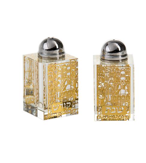 Jerusalem Crystal Gold Salt and Pepper Shaker