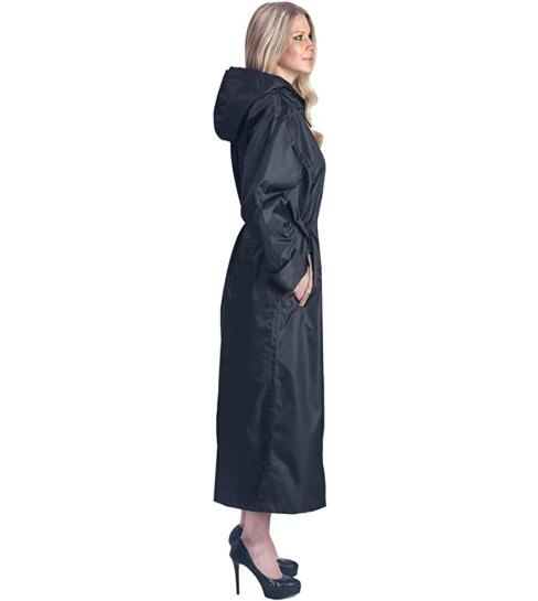 Shaynecoat Women s Raincoat with Hood Black Small