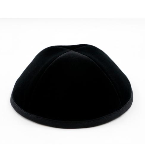 Eichlers.com: Black Velvet Yarmulke Black Stitching Size 4