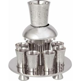 Hammered Metal Kiddush Fountain- Silver