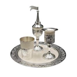 Silver Plated & White Enamel Havdalah Set