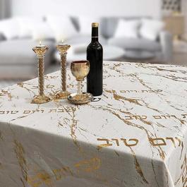 Elegant Tablecloth with Marble Design - 55" x 110"
