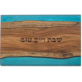 Challah Tray with Epoxy - Blue 2