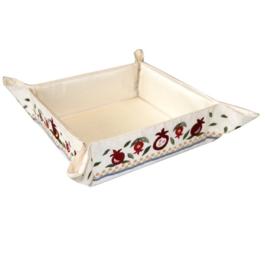 Embroidered Folding Basket for Matzah - Pomegranates